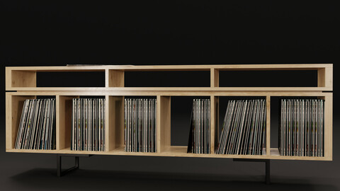 Vinyl LP Storage with Record Player Stand No2