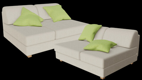 Dual Cushion Sofa 8k and 4k 3D model
