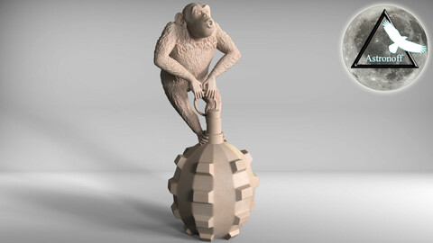 Monkey with grenade - 3d printable