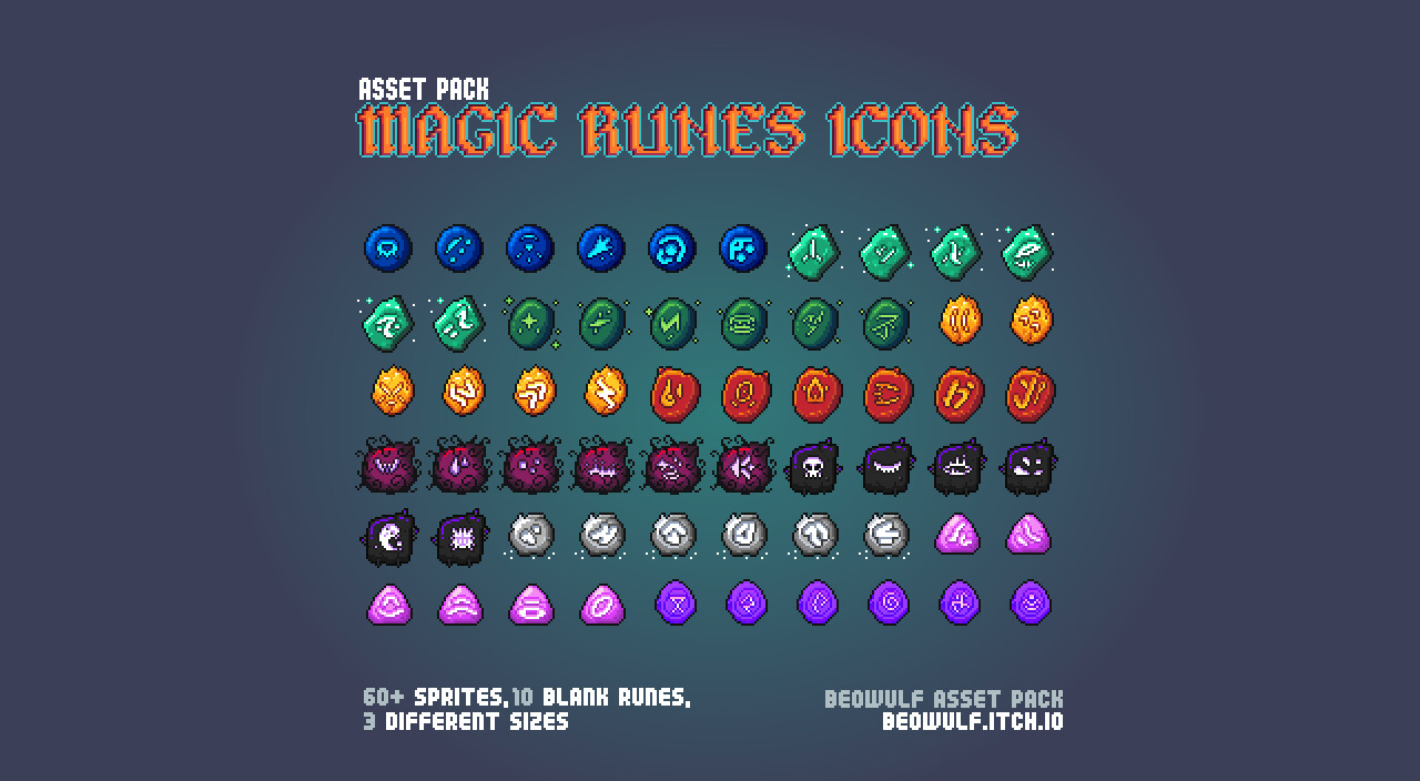 New DLC, Boss and Minions, Magic Runes Pixel Icons, Pixelart