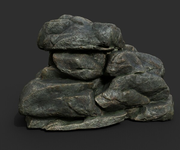 Artstation - Black Boulder Cracked Rock Collection 210306 