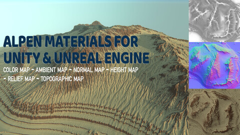 Dolomite Mountain environment for Unity & Unreal Engine height map