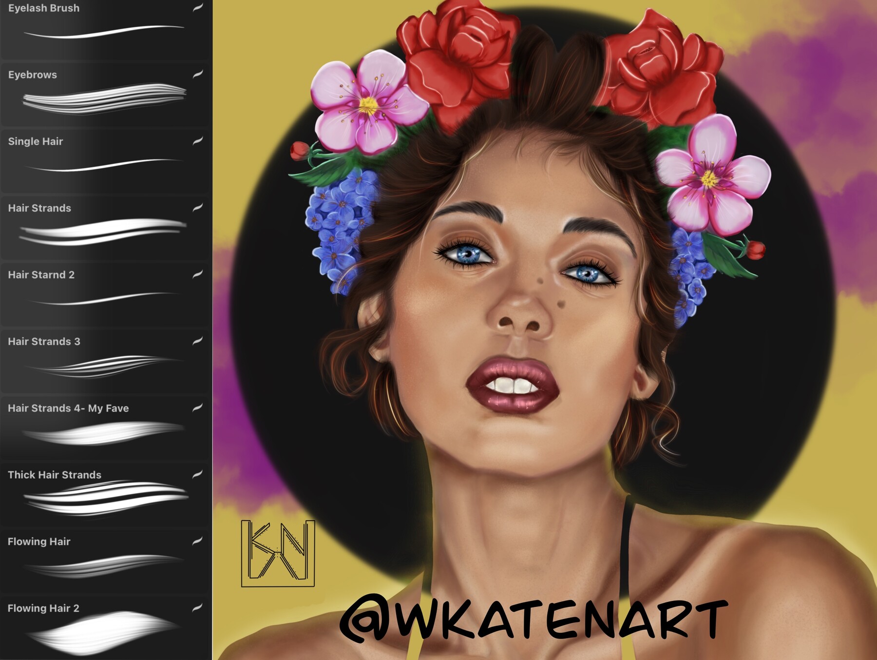 ArtStation Procreate hair brush set Brushes