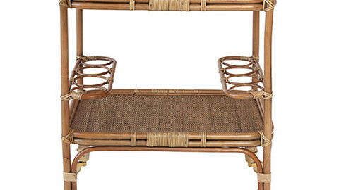 wooden rattan shelf