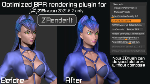 Optimized BPR rendering plugin for ZBrush 2021.6.2 only - ZRenderIt