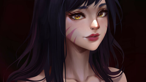 Ahri portrait fanart JPEG + PSD