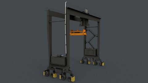 PBR Rubber Tyred Gantry Crane RTG V1 - Black