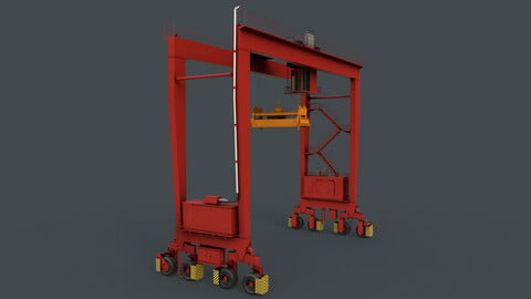 PBR Rubber Tyred Gantry Crane RTG V1 - Red