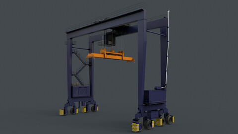 PBR Rubber Tyred Gantry Crane RTG V2 - Blue Dark