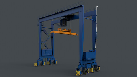 PBR Rubber Tyred Gantry Crane RTG V2  - Blue