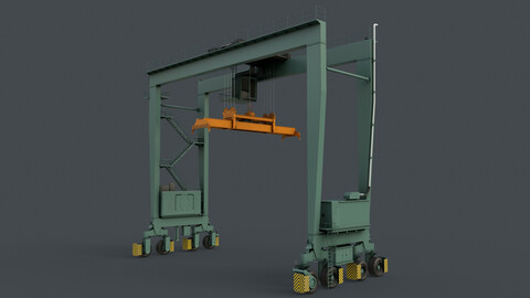 PBR Rubber Tyred Gantry Crane RTG V2 - Green Light