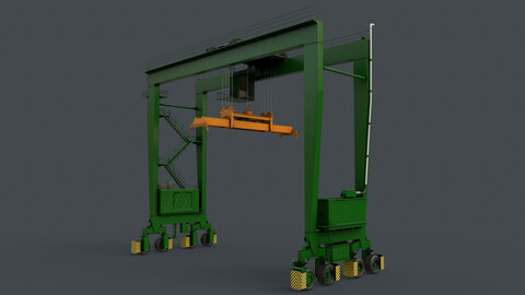 PBR Rubber Tyred Gantry Crane RTG V2 - Green