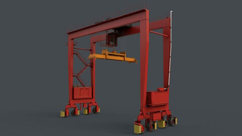 PBR Rubber Tyred Gantry Crane RTG V2 - Red