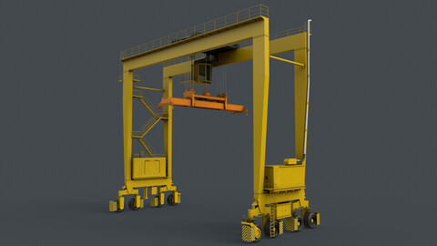 PBR Rubber Tyred Gantry Crane RTG V2 - Yellow Light