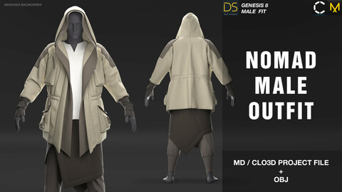 Nomad male outfit.  MD/CLO3D+OBJ