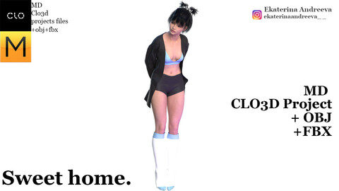 CLO/Marvelous designer. Outfit - Sweet home.