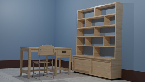 Library Shelve and Table