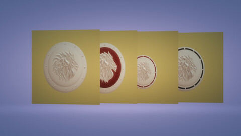 3D metallics knight shields with a lion head