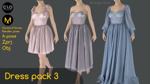 Dress pack 3. Clo3d, Marvelous Designer projects.