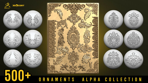 500+ ornament alphas | Tracery  decorations | Stencils 3dcoat & Zbrush