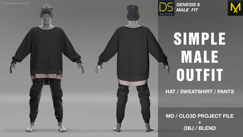 Simple male outfit. MD + OBJ + BLEND