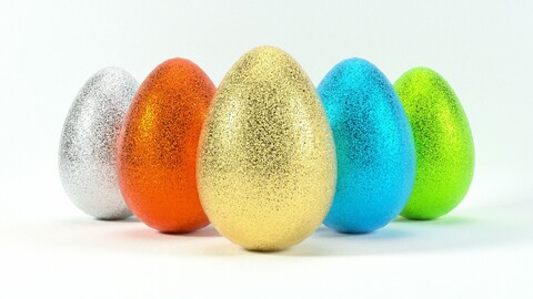 Glittering easter egg with 4K PBR textures and 5 different colors