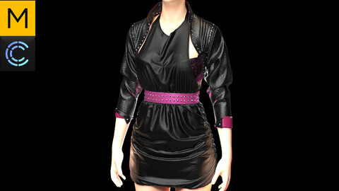 Womens clothing. Marvelous Designer, Clo3d project + OBJ/FBX files. Standard avatar MD&CLO. (A-pose+Render-pose)(11)