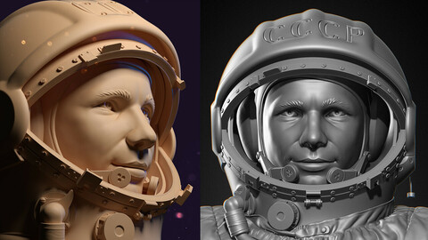 Yuri Gagarin bust for 3D printing / Юрий Гагарин