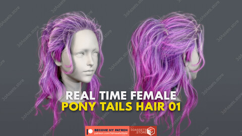 Character - Real Time Female Pony Tails Hair 01