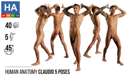 Human Anatomy | Claudio 5 Football Poses | 40 Photos