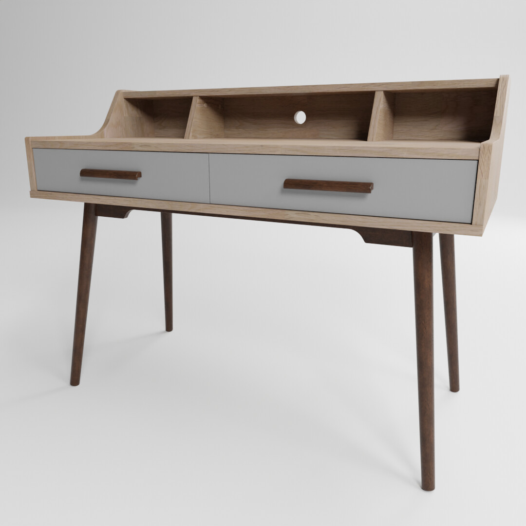 ArtStation ALLOA Home Office Desk Light Wood with Grey Resources