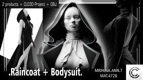 .Raincoat + bodysuit. CLO3D + MD.3 products.