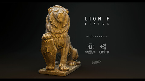 Lion F Statue PBR 4K