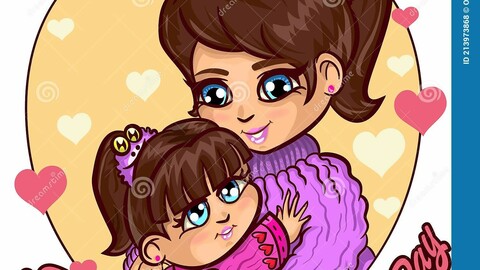 Vector happy mother day baby and mom