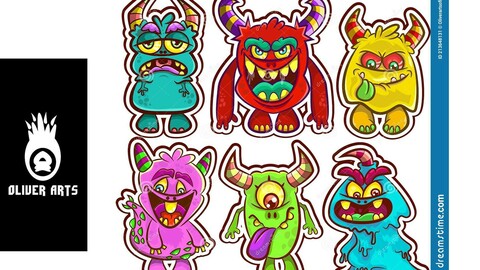 Cartoon Cute Monsters collection Vector