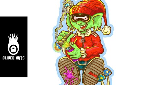 Leprechaun and his blue mushrooms