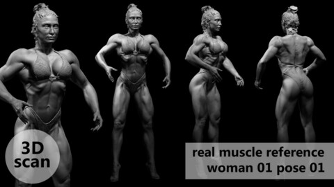 3D scan real muscleanatomy Woman01 pose 01