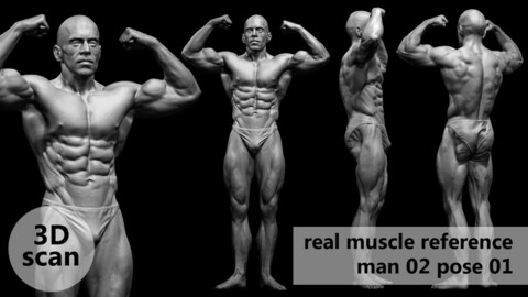 3D scan real muscleanatomy Man02 pose 01