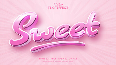 Sweet text, cartoon style editable text effect