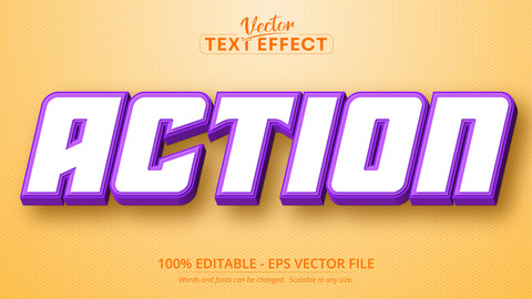 Action text, cartoon style editable text effect