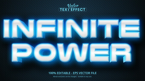 Infinite power text, neon style editable text effect