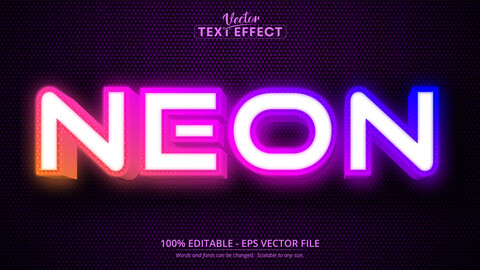 Neon text, neon style editable text effect