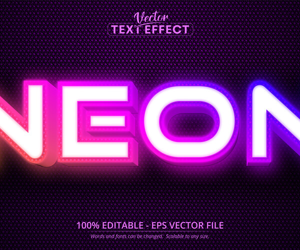 Neon White Editable Text Style Effect Premium