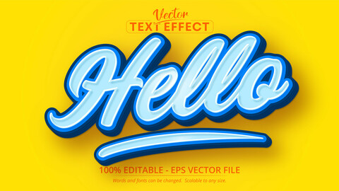 Hello text, cartoon style editable text effect