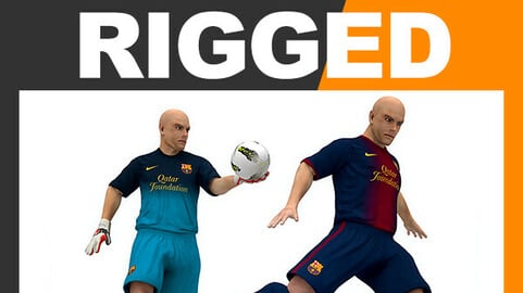 Rigged Football Player and Goalkeeper - FC Barcelona