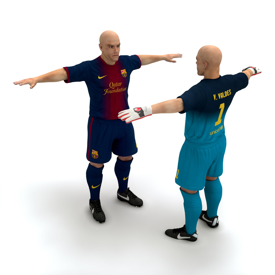 ArtStation Rigged Football Player and Goalkeeper FC Barcelona