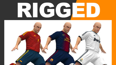 Rigged Football Player and Goalkeeper - Real Madrid Barcelona Spain
