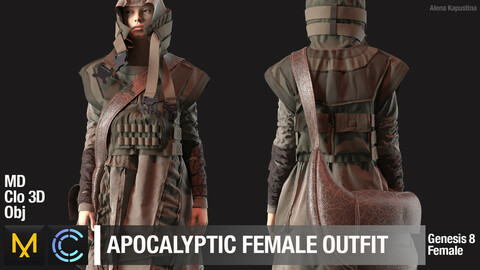 Apocalyptic female outfit / Marvelous Designer / Clo 3D project + obj