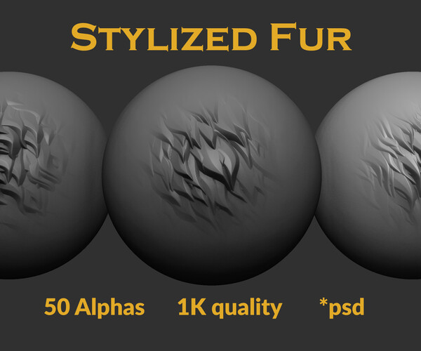 ArtStation - 50 Stylized Fur Alphas | Brushes