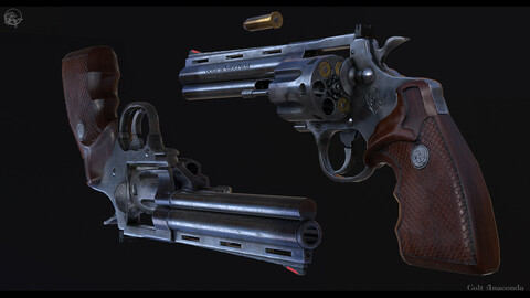 Colt Anaconda 44 magnum Low poly model